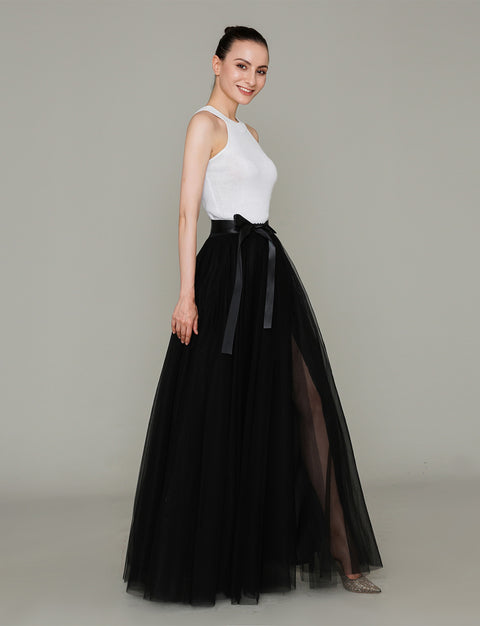 JJsWedding Women's Long Tulle Skirt With Slit For Party Halloween PC86