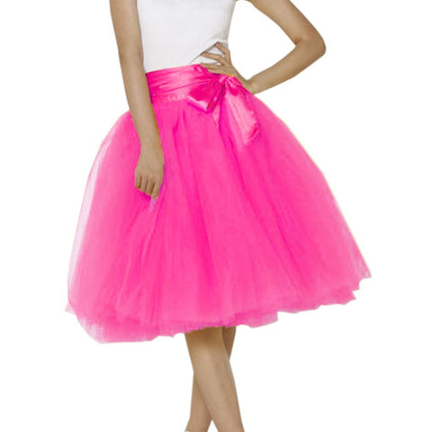 A Line Tulle Tutu Skirt For Women with Sash Mid Length PC06