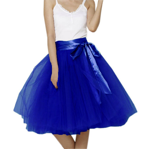 A Line Tulle Tutu Skirt For Women with Sash Mid Length PC06
