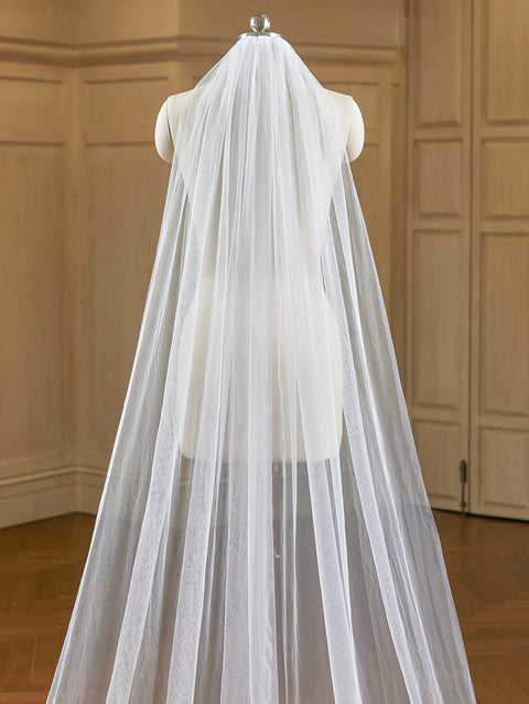 Cathedral Length Wedding Bridal Veil with Comb Lace Floral AS26