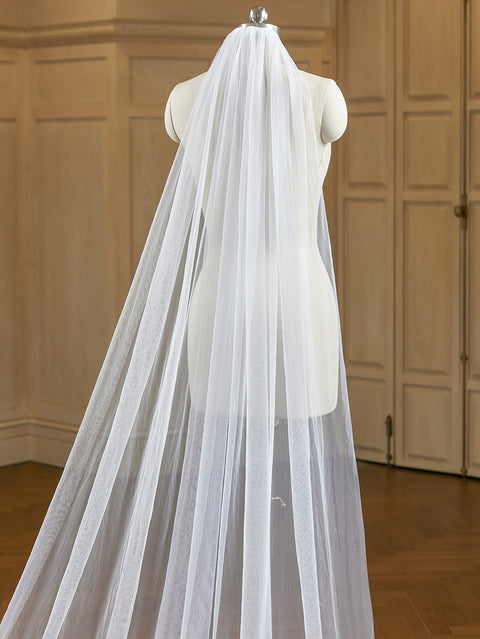 Cathedral Length Wedding Bridal Veil with Comb Lace Floral AS26