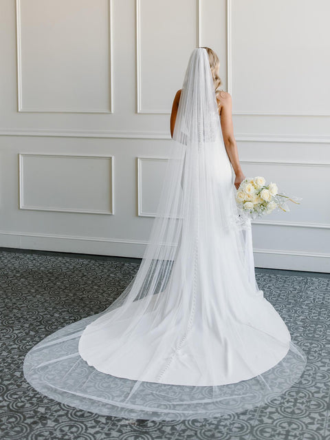 Long Veils Simple Plain Cut Edge Wedding Veil with Comb for Brides OA39