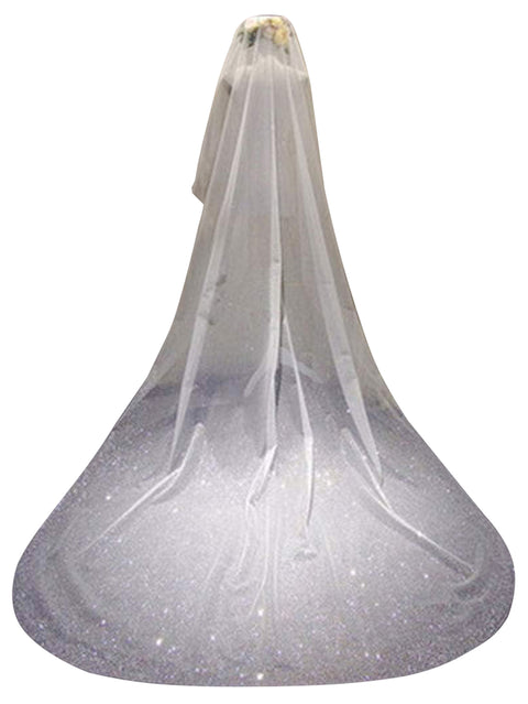 Long Veils Bling Sequin Tulle Wedding Bridal Veil with Comb for Brides OA05