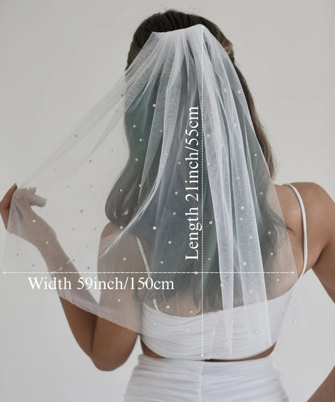Pearl Bachelorette Party Veil with Comb for Bride AG08