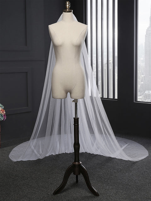 1 Tier Cathedral Length Wedding Bridal Veil with Comb Cut Edge AG02