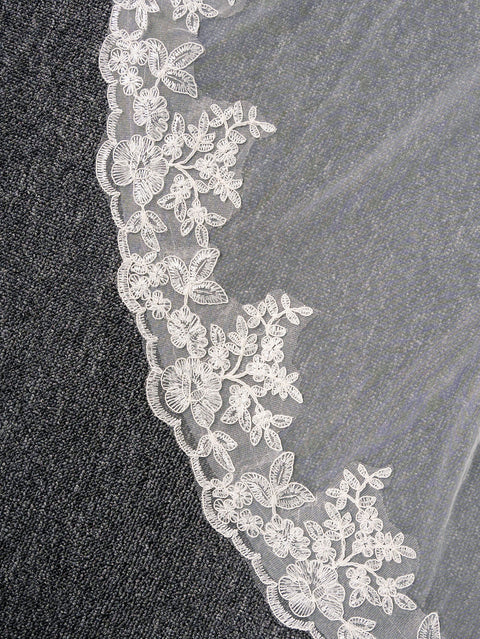 Cathedral Length 3M Lace Applique Wedding Bridal Veil with Metal Comb AS10