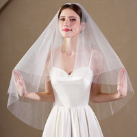 2 Tier Short Glitter Tulle Wedding Bridal Veil With Metal Comb