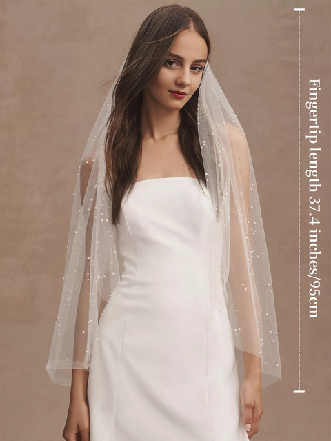 Pearl Veils Elegant Wedding Bridal Veil with Comb for Brides OA07