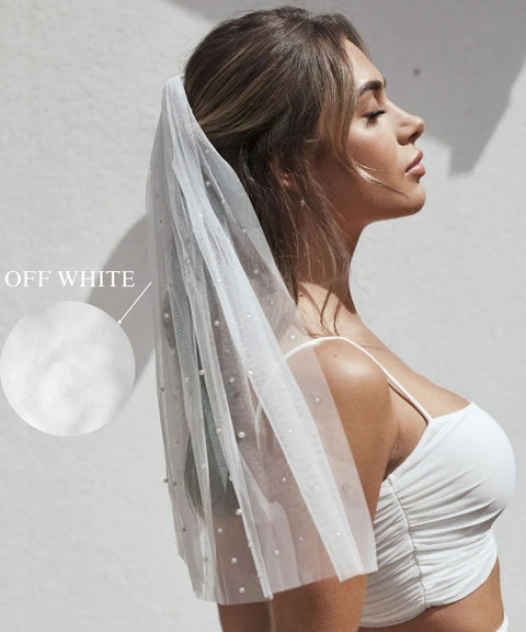 Pearl Bachelorette Party Veil with Comb for Bride AG08
