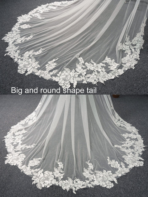 Cathedral Length 3M Sequin Wedding Bridal Veil With Metal Comb AS02