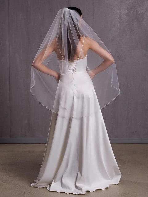 Simple Elegant Pencil Edge Wedding Bridal Veil with Metal Comb for Brides OA02