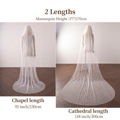 Pearl Veils With Pencil Edge Wedding Bridal Veil with Comb for Brides OA17
