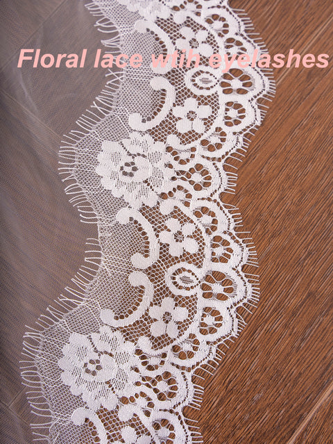 Cathedral Length Floral Lace Wedding Bridal Veil with Comb for Bride Ivory OA31