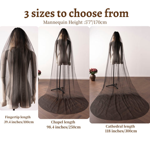 Simple Black Wedding Veil Headwear Tulle Sheer Halloween Party Cos Veil for Bride OA03