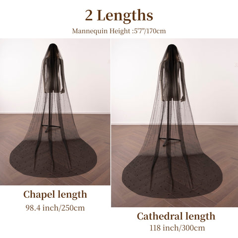 Black Pearl Wedding Bridal Veil Gothic Halloween Veils with Metal Comb for Brides OA09