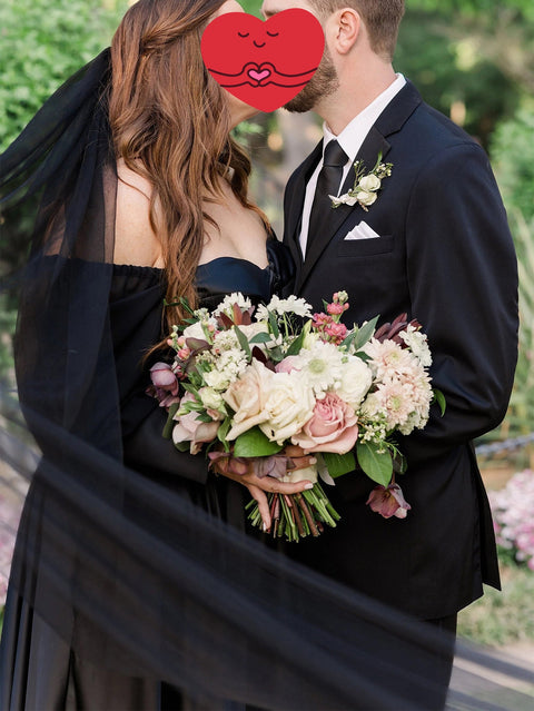Simple Black Wedding Veil Headwear Tulle Sheer Halloween Party Cos Veil for Bride OA03