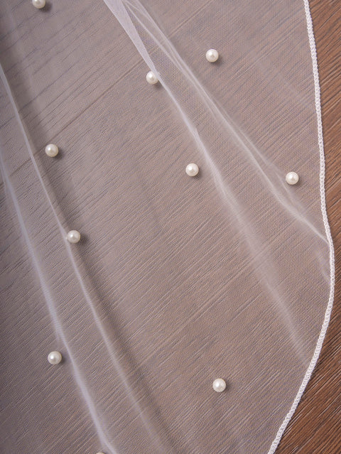 Pearl Veils With Pencil Edge Wedding Bridal Veil with Comb for Brides OA17