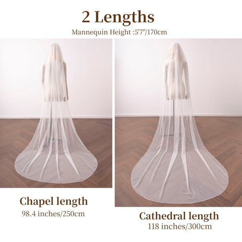 Simple Elegant Pencil Edge Wedding Bridal Veil with Metal Comb for Brides OA02
