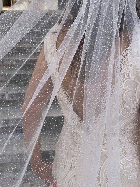 Long Veils Bling Sequin Tulle Wedding Bridal Veil with Comb for Brides OA05
