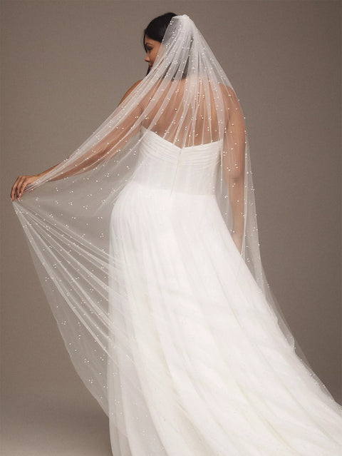 Pearl Veils Elegant Wedding Bridal Veil with Comb for Brides OA07