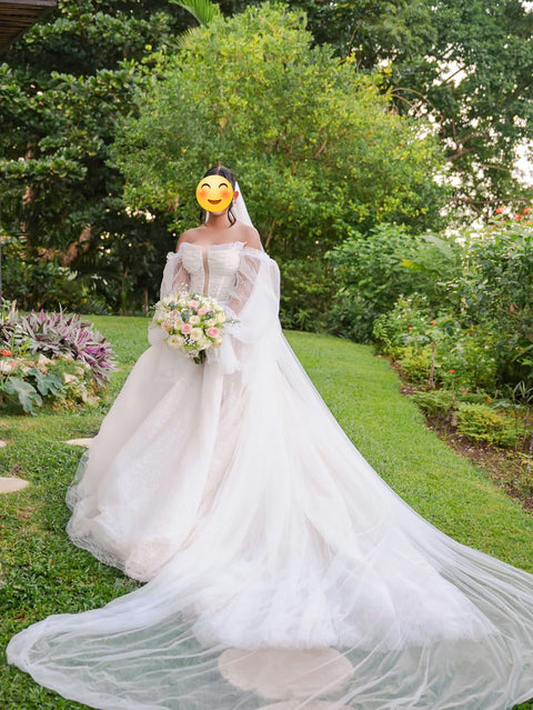 2 Tier Cathedral Length Simple Plain Bridal Veil with Comb for Wedding Brides OA08