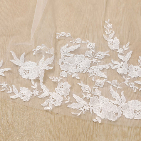 Cathedral Length Lace Floral Wedding Bridal Veil with Comb for Bride AS38