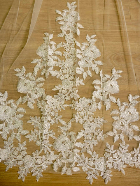 Long Cathedral Length 1 Tier Petal Shape Lace Wedding Bridal Veil F17