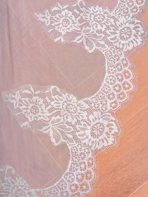 2 Tier Cathedral Length Lace Edge Wedding Bridal Veil with Comb for Bride Ivory OA29