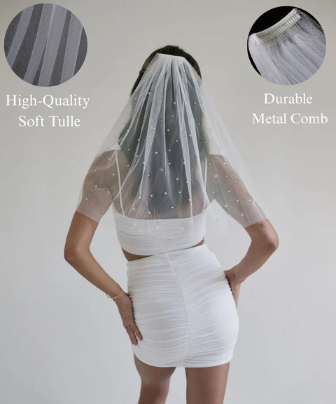 Pearl Bachelorette Party Veil with Comb for Bride AG08