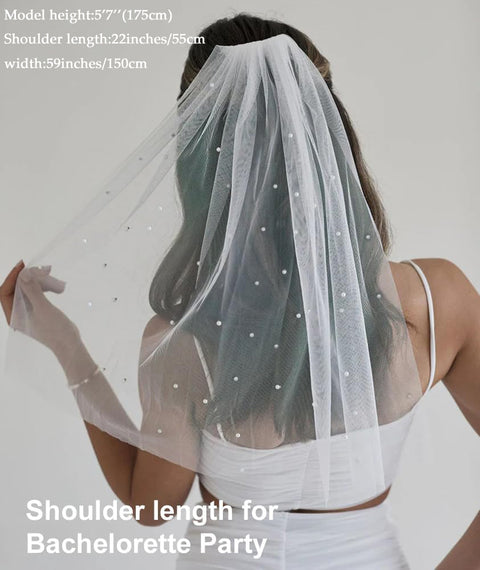 1 Tier Pearl Wedding Bridal Veil With Metal Comb for Brides F55