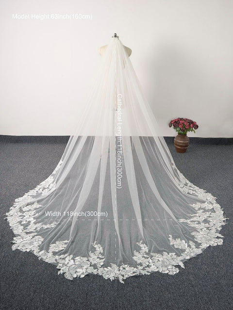 Cathedral Length 3M Sequin Wedding Bridal Veil With Metal Comb AS02