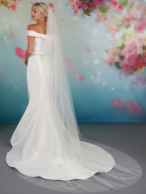 Long Veils Simple Plain Cut Edge Wedding Veil with Comb for Brides OA39