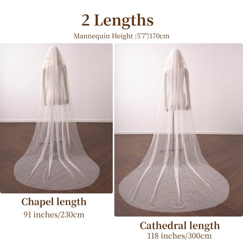 Pearl Veils Elegant Wedding Bridal Veil with Comb for Brides OA07