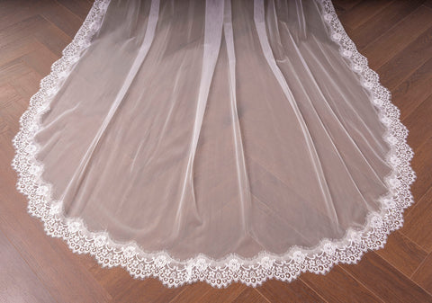 Cathedral Length Floral Lace Wedding Bridal Veil with Comb for Bride Ivory OA31