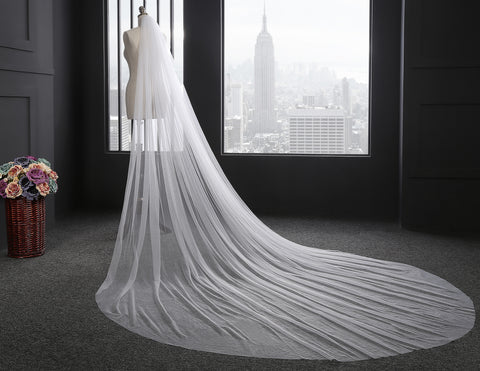 1 Tier Cathedral Simple Wedding Bridal Veil With Metal Comb for Brides HL05