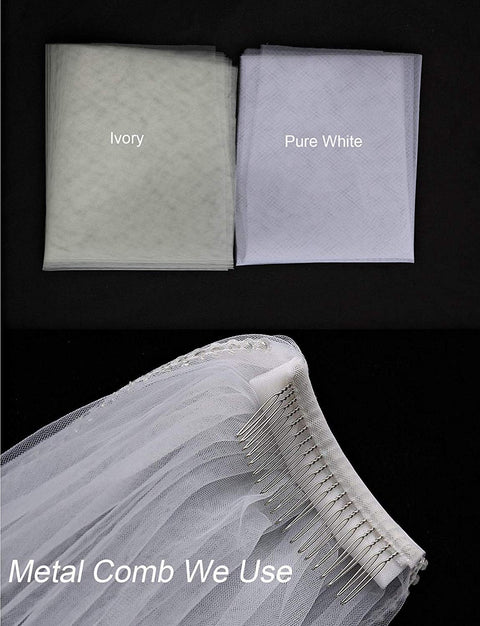 Long Cathedral Length 1 Tier Petal Shape Lace Wedding Bridal Veil F17