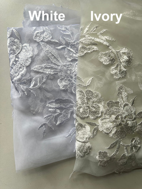 Fingertip Length Lace Floral Wedding Bridal Veil with Comb AS18