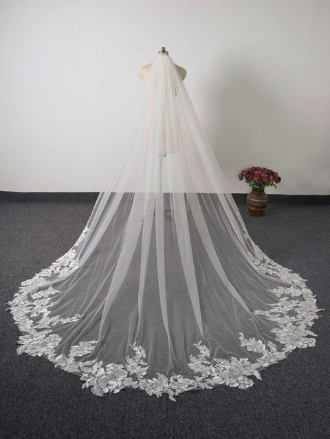 Cathedral Length 3M Sequin Wedding Bridal Veil With Metal Comb AS02