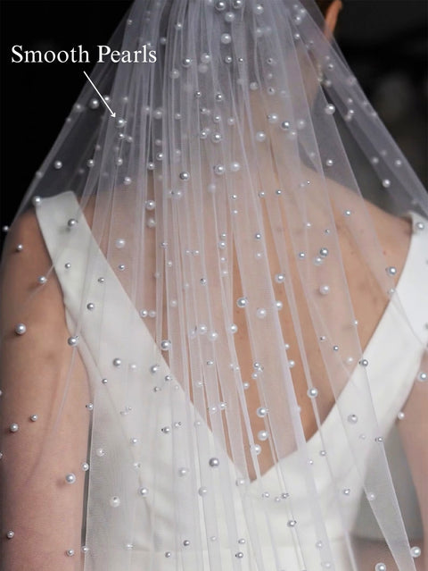 Pearl Short Wedding Bridal Veil with Metal Comb for Bride AS13