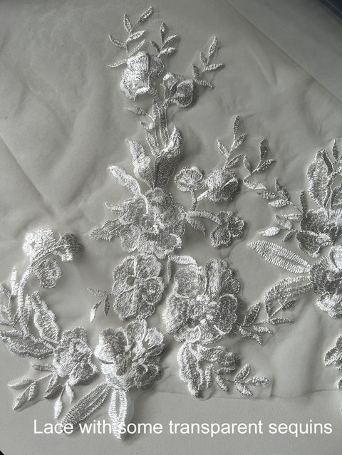 Fingertip Length Lace Floral Wedding Bridal Veil with Comb AS18