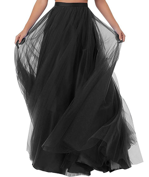 Long Maxi Puffy 5 Layers Tulle Tutu Skirt For Women PC36