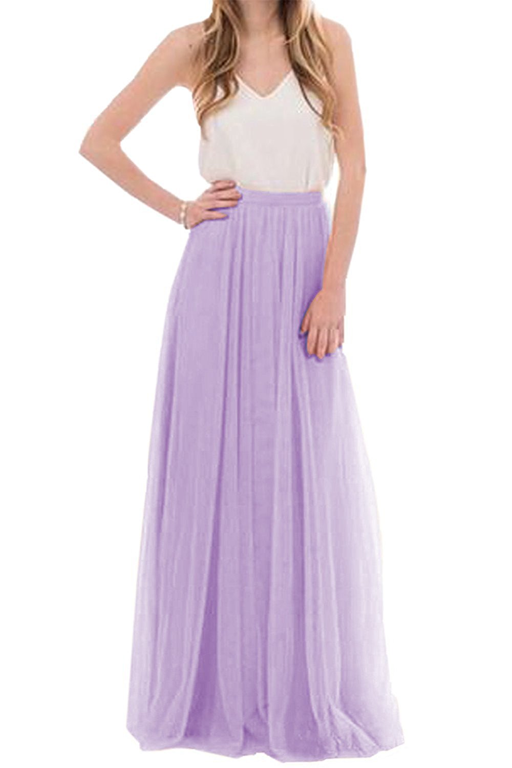 Long Tulle Tutu Skirt For Women A Line Floor Length 4 Layers