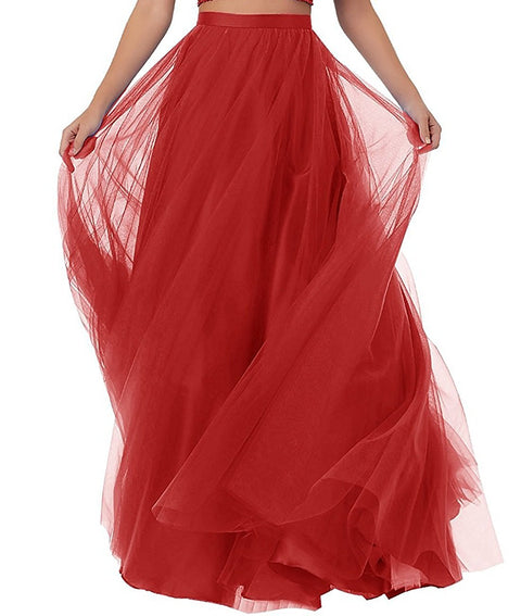 Long Maxi Puffy 5 Layers Tulle Tutu Skirt For Women PC36