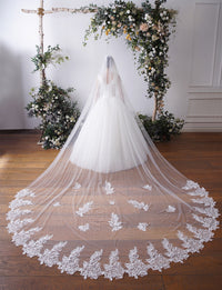 Cathedral Lace 1 Tier Wedding Veil With Metal Comb X52