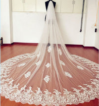 Lace Chapel Long Wedding Bridal Veil With Metal Comb