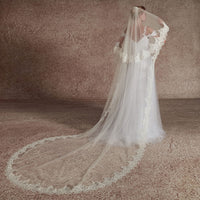 Cathedral Long 2 Tier Lace Wedding Bridal Veil With Metal Comb L70