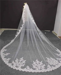 Lace Sequin1 Tier Cathedral Long Wedding Bridal Veil With Metal Comb