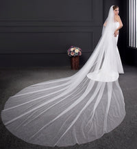 2 Tier Wedding Bridal Veil With Metal Comb Simple Plain Tulle Cathedral Length  L11