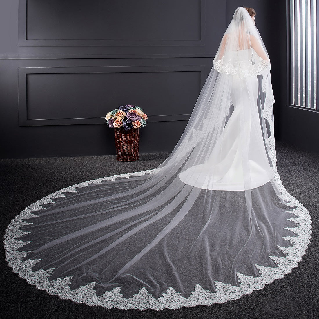 Brides & Hairpins Ila Chapel Veil - Lace 50 from Comb Wholesale